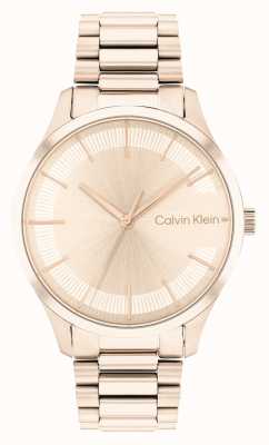Calvin Klein Sunray rosé gouden wijzerplaat | rosé gouden roestvrijstalen armband 25200042