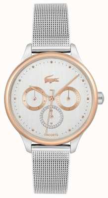 Lacoste Vogeltje voor dames | witte wijzerplaat | stalen mesh armband 2001204