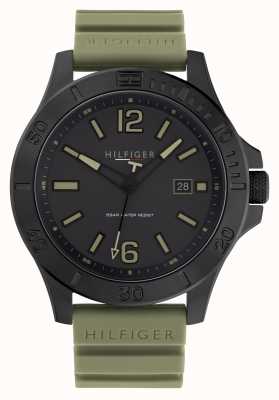 Tommy Hilfiger Ryan horloge met zwarte en groene siliconen band 1791992