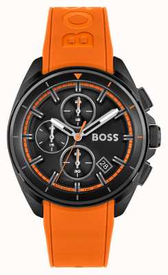BOSS Volane | zwarte chronograaf wijzerplaat | oranje siliconen band 1513957