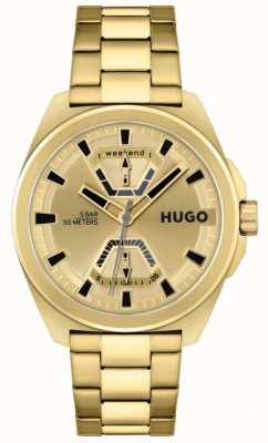 HUGO Mannen #expose | gouden wijzerplaat | gouden roestvrijstalen armband 1530243