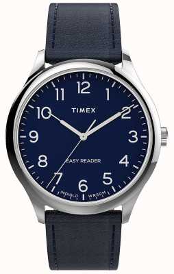 Timex Heren | gemakkelijke lezer | marine wijzerplaat | marine lederen band TW2V27900