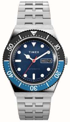 Timex M79 automatisch horloge met zwarte en blauwe bezel TW2V25100