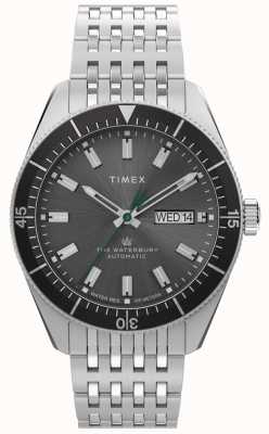 Timex Heren | waterbury duik | automatische zwarte wijzerplaat | roestvrijstalen armband TW2V24900