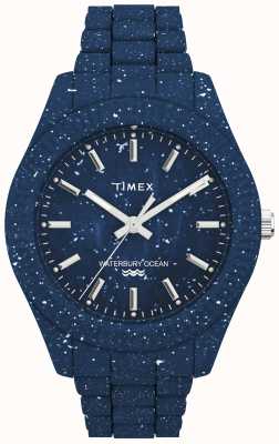 Timex Waterbury oceaan gevlekt blauw plastic horloge TW2V37400