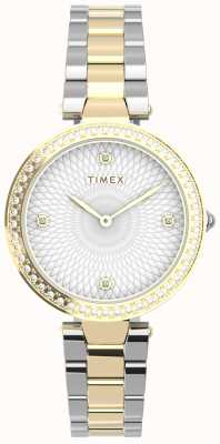 Timex Versieren met kristallen tweekleurig goud en zilverkleurig horloge TW2V24500