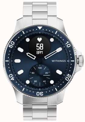 Withings Scanwatch horizon - hybride smartwatch met ecg (43 mm) blauwe hybride wijzerplaat / roestvrij staal HWA09-MODEL 7-ALL-INT