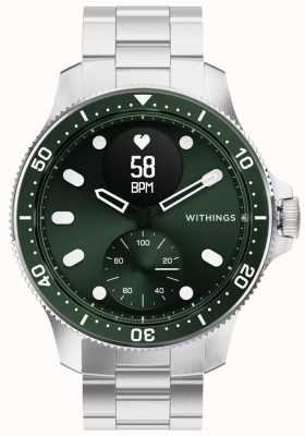 Withings Scanwatch horizon - hybride smartwatch met ecg (43 mm) groene hybride wijzerplaat / roestvrij staal HWA09-MODEL 8-ALL-INT