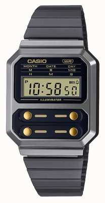 Casio Collectie grijs verguld edelstalen horloge A100WEGG-1A2EF