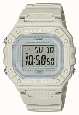 Casio Collectie crème digitaal horloge met harsband W-218HC-8AVEF
