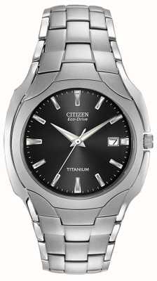 Citizen Heren eco drive titanium armband zwarte wijzerplaat BM7440-51E