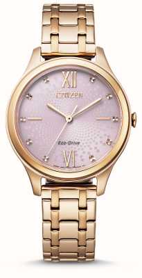 Citizen Dames eco-drive armband wr50 roze wijzerplaat EM0503-75X