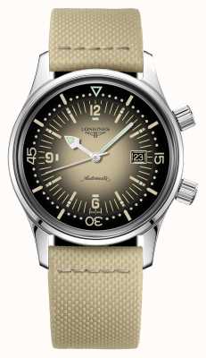LONGINES Legend diver 36 mm horloge met beige stoffen band L33744302