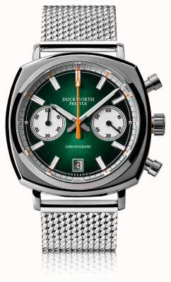 Duckworth Prestex Chrono 42 | groene wijzerplaat | armband van roestvrij staal D550-04-ST