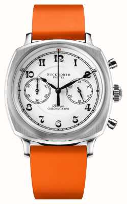 Duckworth Prestex Bolton chronograaf meca-kwarts (39 mm) porseleinen witte wijzerplaat / oranje rubber D531-02-OR