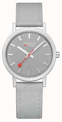 Mondaine Klassiek grijs horloge van 36 mm, gerecyclede grijze band A660.30314.80SBH