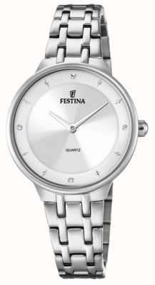 Festina Dames stalen horloge met cz sets & stalen band F20600/1