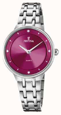Festina Dames stalen horloge met cz sets & stalen armband F20600/2