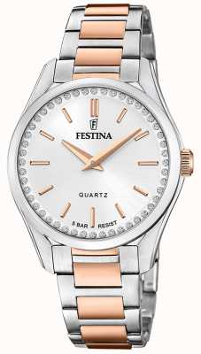 Festina Dames rosé verguld stalen horloge met stalen armband F20620/1
