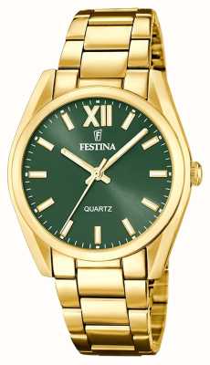 Festina Dames goudkleurig groen sunray dial horloge F20640/4