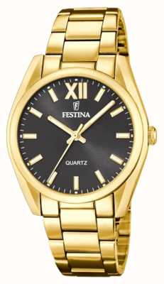 Festina Dames goudkleurig zwart sunray dial horloge F20640/6