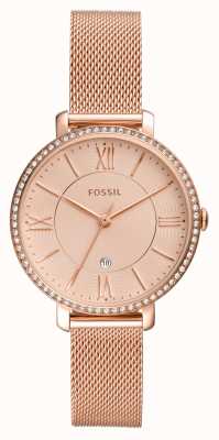 Fossil Dames | rosé gouden wijzerplaat | rosé gouden mesh armband ES4628