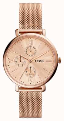 Fossil Jacqueline dames | rosé gouden wijzerplaat | rosé gouden mesh armband ES5098