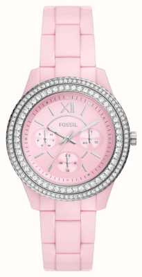 Fossil Dames | roze wijzerplaat | kristallen set | roze eco armband ES5153