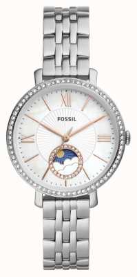 Fossil Jacqueline dames | witte maanfase wijzerplaat | roestvrijstalen armband ES5164