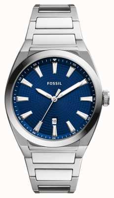 Fossil Everett heren | blauwe wijzerplaat | roestvrijstalen armband FS5822