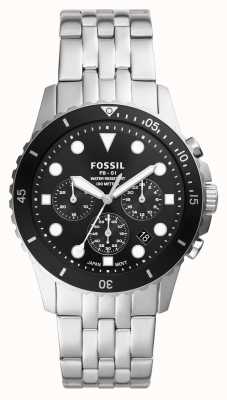 Fossil Heren fb-01 chronograaf | zwarte wijzerplaat | roestvrijstalen armband FS5837