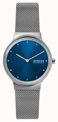 Skagen Freja horloge met blauwe wijzerplaat van roestvrij staal SKW3028