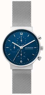 Skagen Ancher chronograaf zilverkleurig roestvrijstalen mesh horloge SKW6764