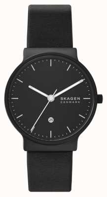 Skagen Ancher date zwart monochroom eco-lederen horloge SKW6781