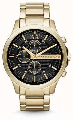 Armani Exchange Heren | zwarte chronograaf wijzerplaat | gouden roestvrijstalen armband AX2137