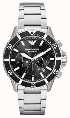 Emporio Armani Heren | zwarte chronograaf wijzerplaat | roestvrijstalen armband AR11360