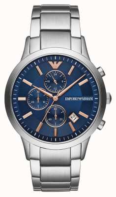 Emporio Armani Heren | blauwe chronograaf wijzerplaat | roestvrijstalen armband AR11458