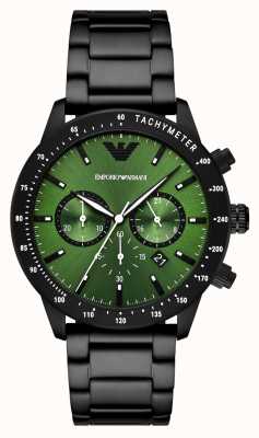 Emporio Armani Heren | groene wijzerplaat | zwarte roestvrijstalen armband AR11472