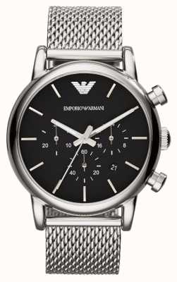 Emporio Armani Heren | zwarte chronograaf wijzerplaat | armband van roestvrij staal AR1811