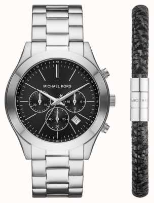 Michael Kors Heren chronograaf horloge en zwarte armband set MK1056SET