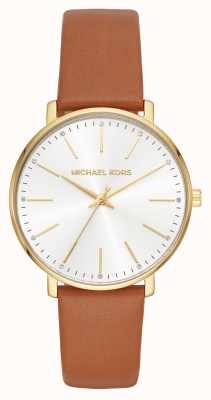 Michael Kors Pyper goudkleurig bruin leren horloge MK2740