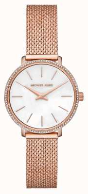 Michael Kors Pyper roségouden mesh armband horloge met parelmoer wijzerplaat MK4588