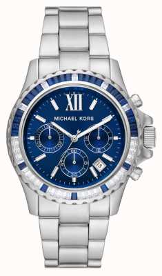 Michael Kors Everest horloge met blauwe en witte kristallen bezel MK7237