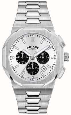 Rotary Herenregent | zilveren chronograaf wijzerplaat | roestvrijstalen armband GB05450/59