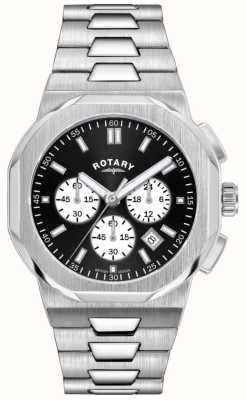 Rotary Sport regent chronograaf (41 mm) zwarte sunray wijzerplaat / roestvrijstalen armband GB05450/65