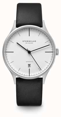 STERNGLAS Asthet 40mm automaat wit/zwart leer S02-AS01-PR14