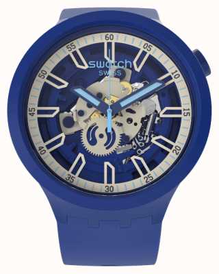 Swatch Groot vet iswatch blauw horloge met siliconen band SB01N102