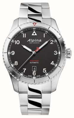 Alpina Startimer piloot | zwarte wijzerplaat | roestvrijstalen armband AL-525BW4S26B