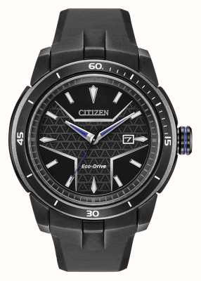 Citizen Marvel black panther eco-drive zwart rubberen horloge AW1615-05W