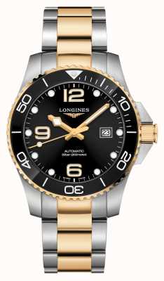LONGINES Hydroconquest automatisch 43 mm tweekleurig horloge met zwarte wijzerplaat L37823567